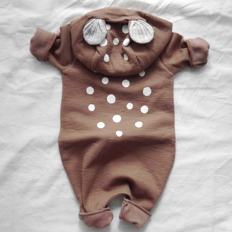 【BABY】バンビフード付きスウェットロンパース・通常＆裏起毛 CawaKomostore