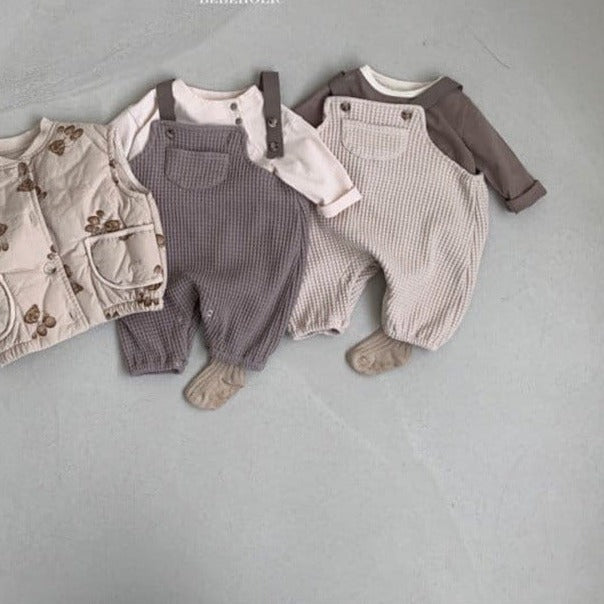【BABY】ポケ付き・ワッフルオーバーオール CawaKomostore