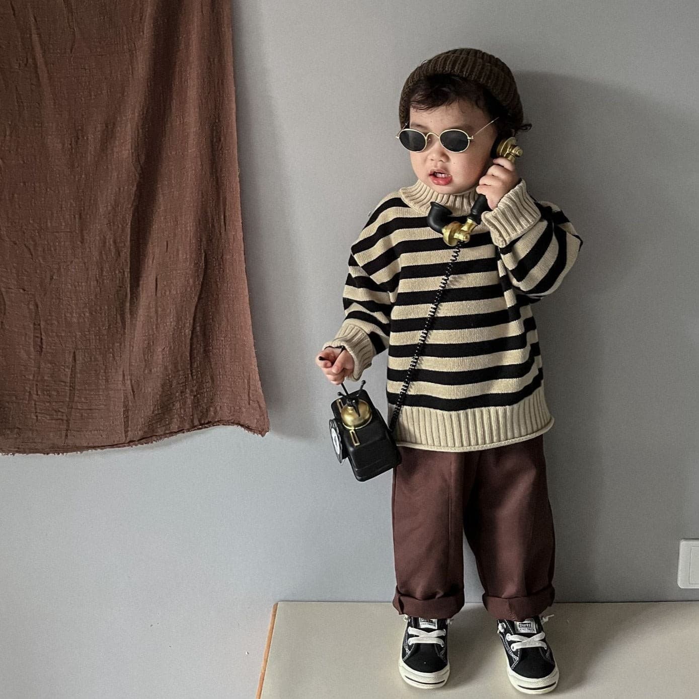 【GIRL・BOY】モックネックボーダーセーター CawaKomostore