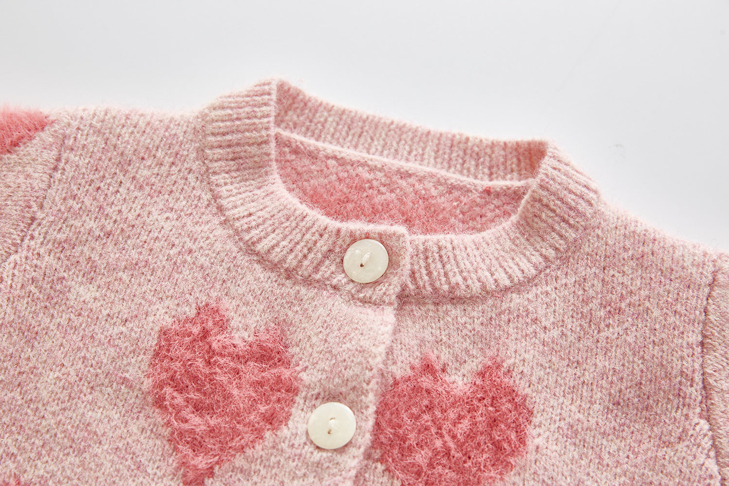 【BABY】ピンクのハート柄ロンパース＆カーディガンセット CawaKomostore
