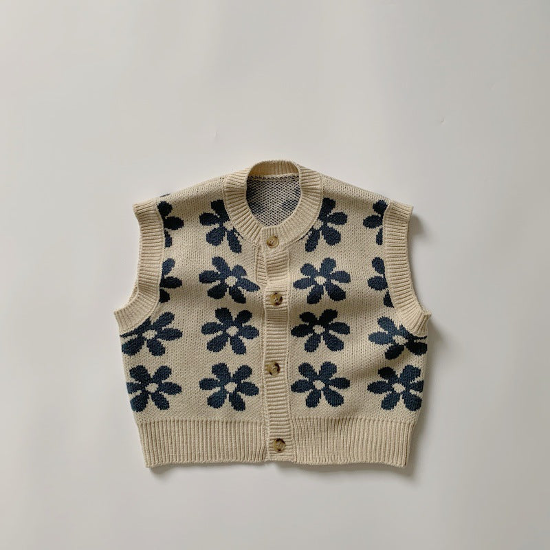 【GIRL・BOY】秋冬花柄花柄ベスト CawaKomostore