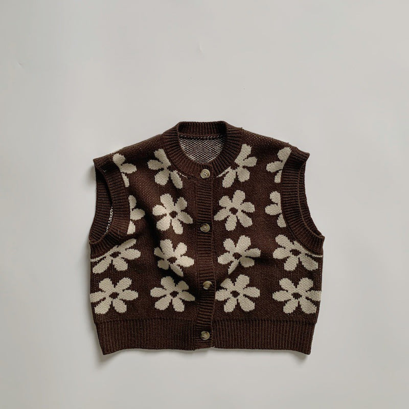 【GIRL・BOY】秋冬花柄花柄ベスト CawaKomostore