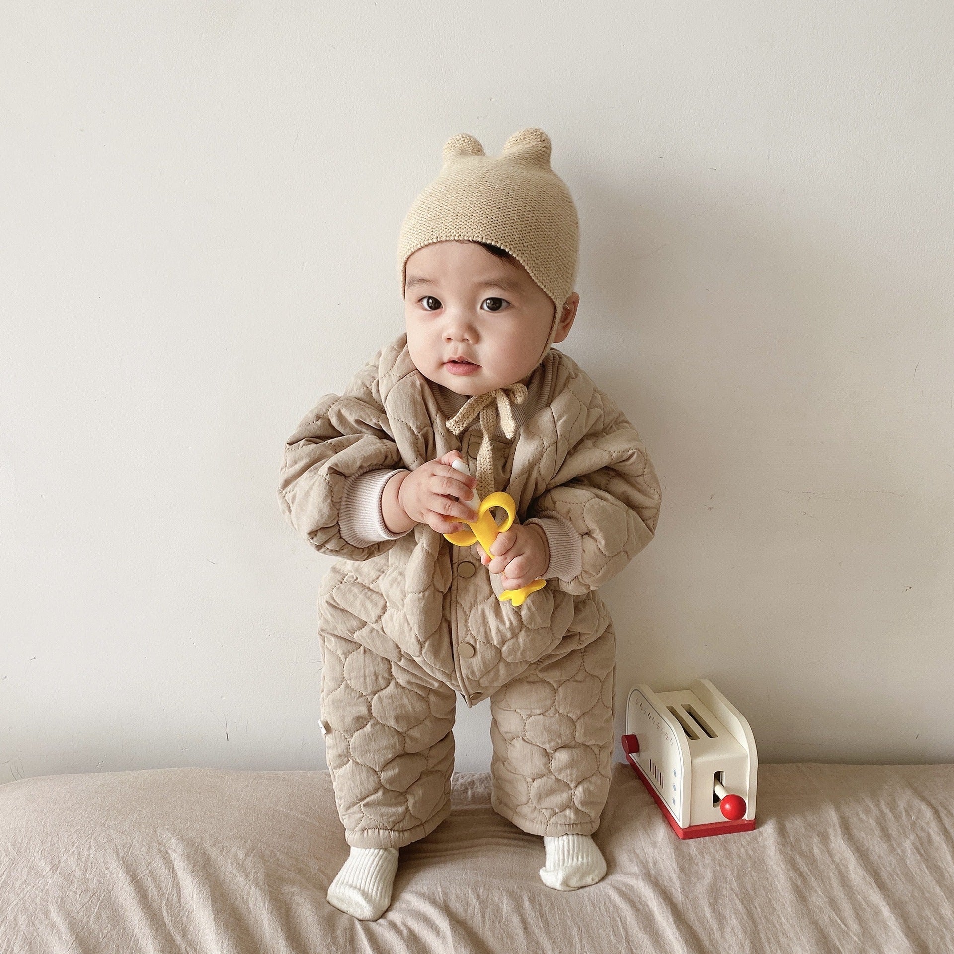【BABY】キルティング＆花柄のカバーオール CawaKomostore