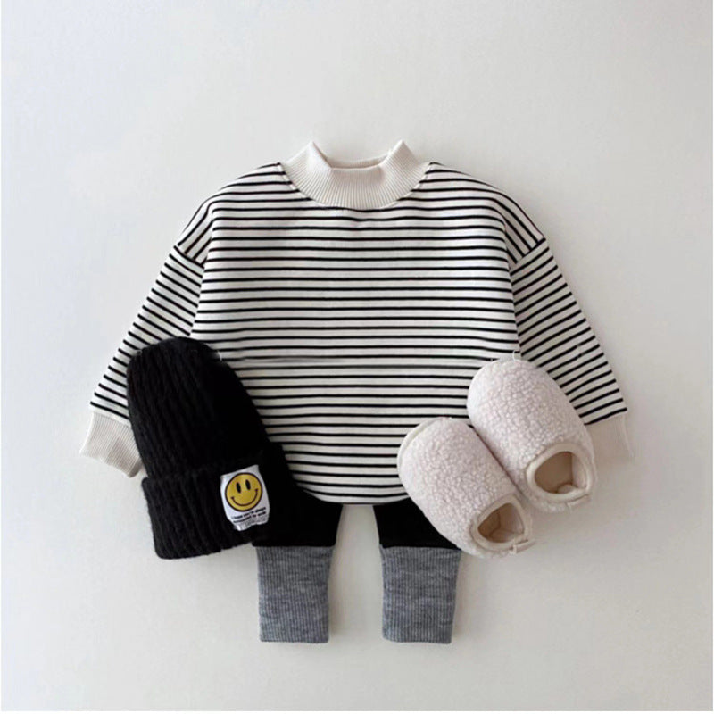 【BABY】モックネックボーダースウェット CawaKomostore