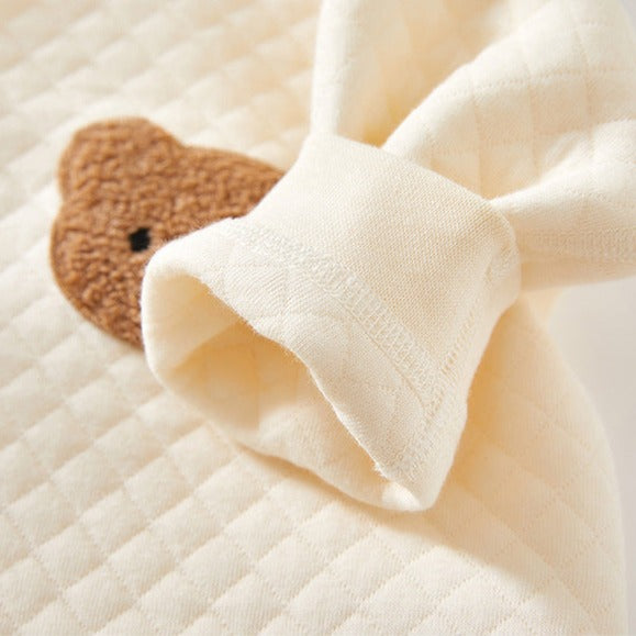 【BABY】出産準備くまさんワッペンパイピングロンパース CawaKomostore