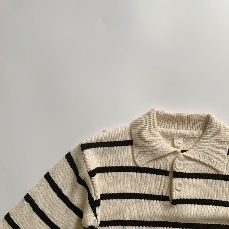 【GIRL・BOY】長袖 襟付き ニット ボーダー CawaKomostore
