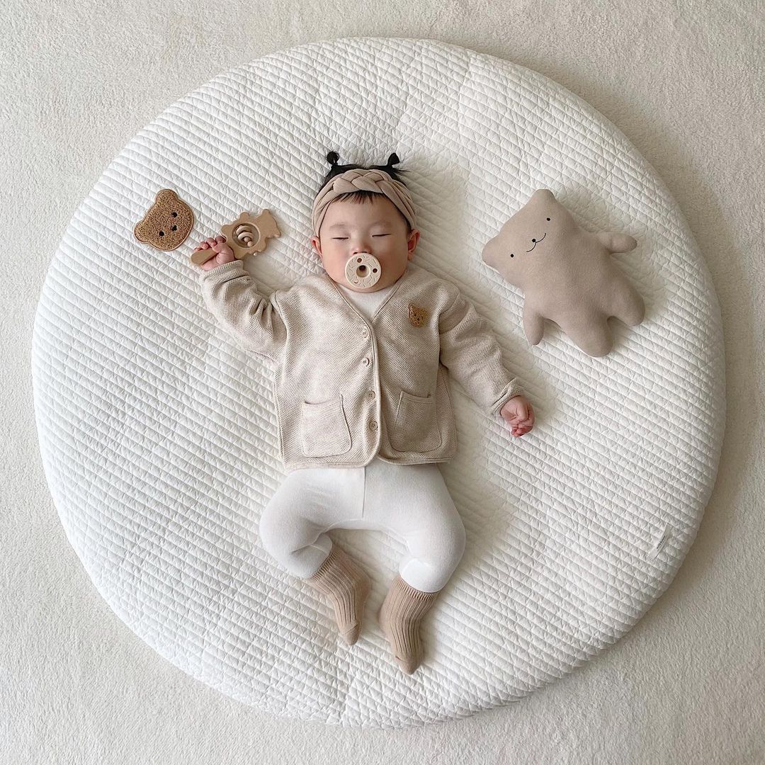【GIRL・BOY】くま刺繍コットンワッフルカーディガン CawaKomostore