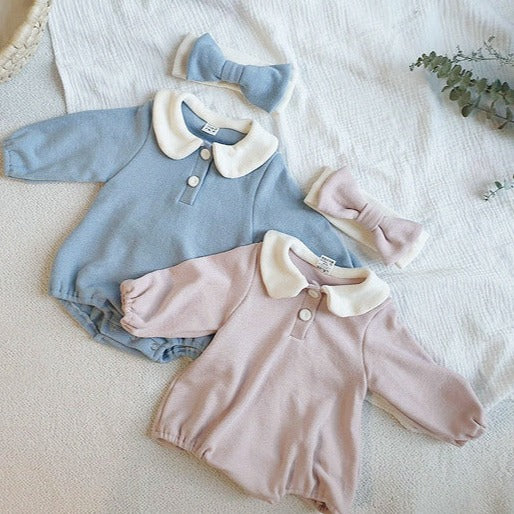 【BABY】ポロ襟ロンパース・リボンバンド付き CawaKomostore