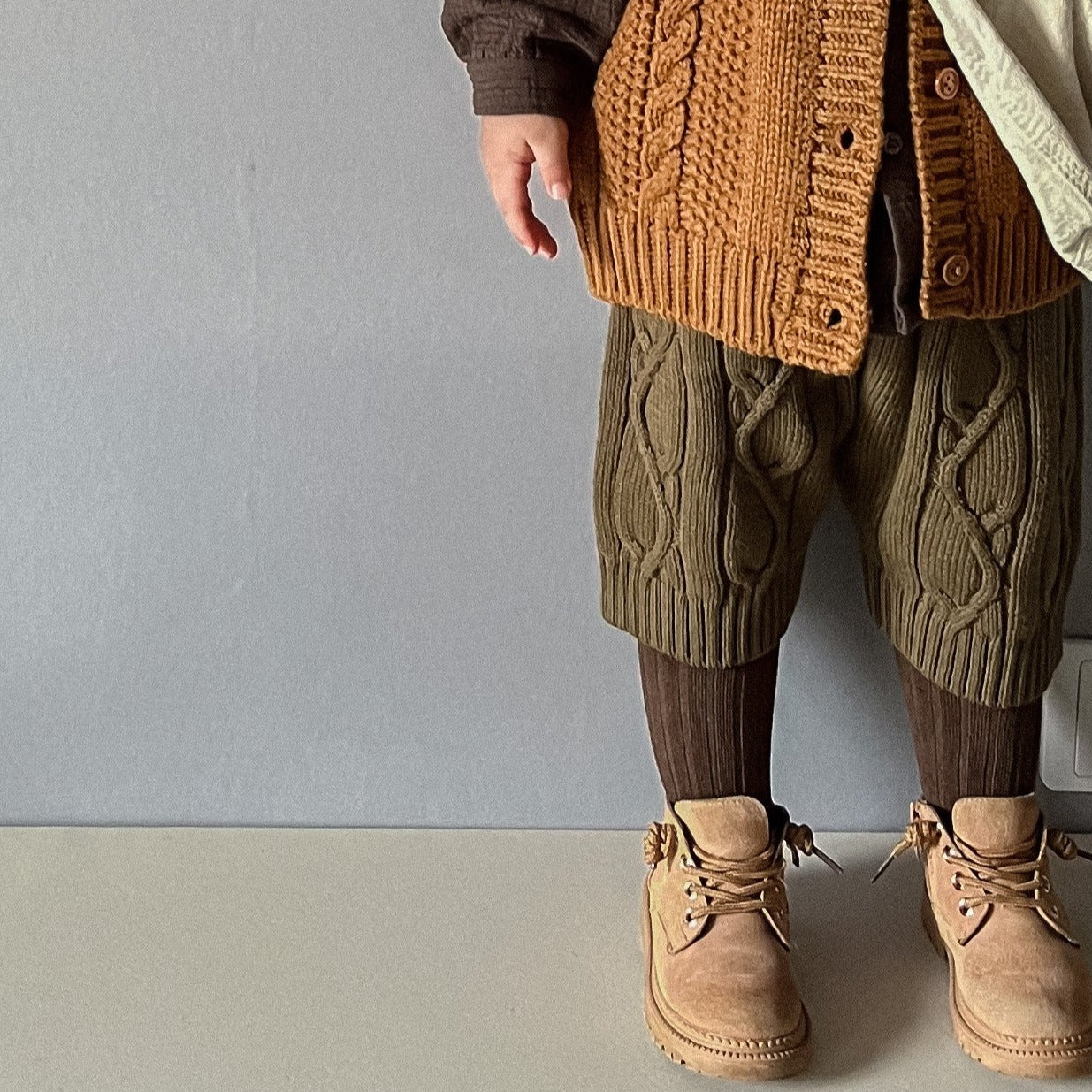 【GIRL・BOY】ケーブル編みニットパンツ CawaKomostore