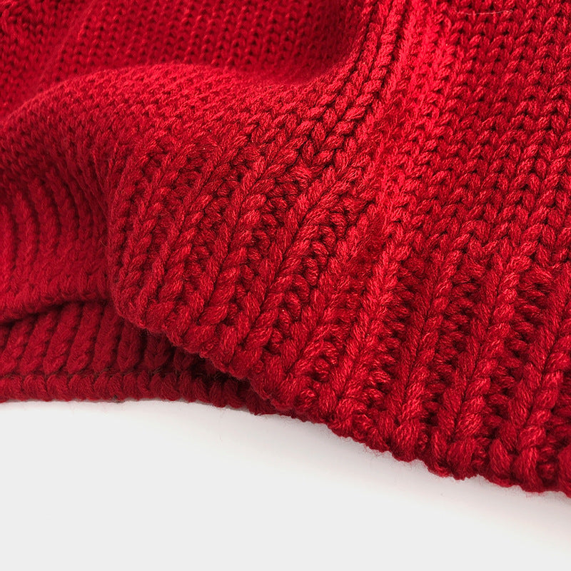 【GIRL・BOY】クルー ネックニットセーター Red CawaKomostore