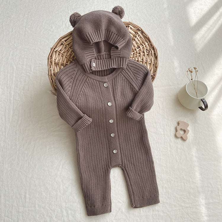【BABY】リブニットロンパース＋ボンネット CawaKomostore