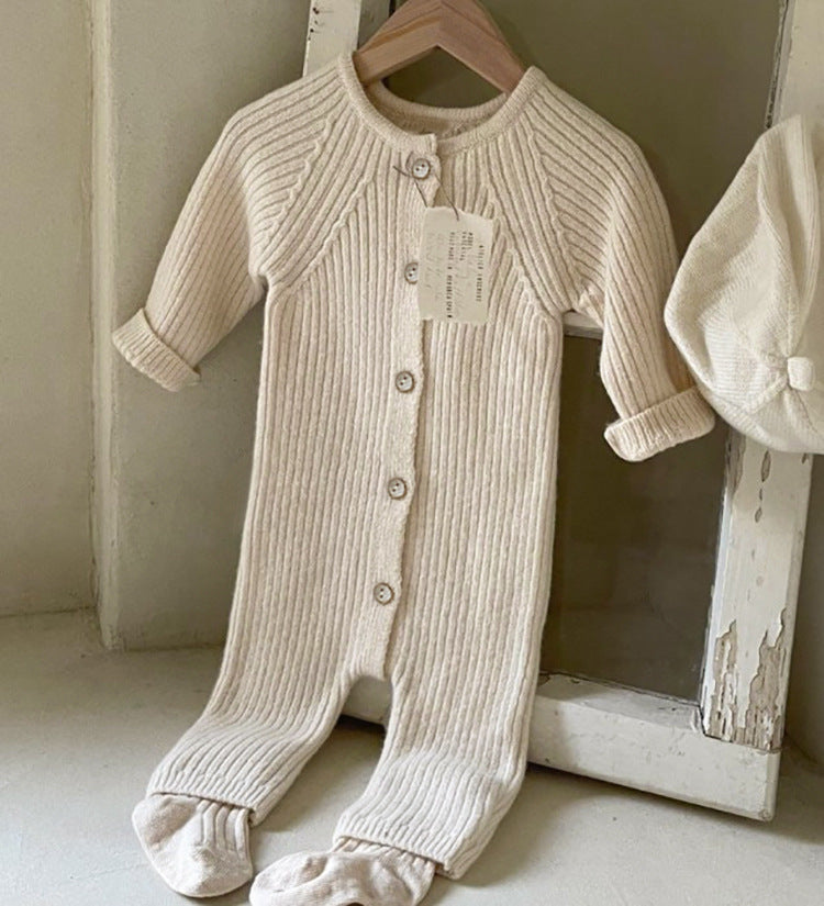 【BABY】リブニットロンパース＋ボンネット CawaKomostore