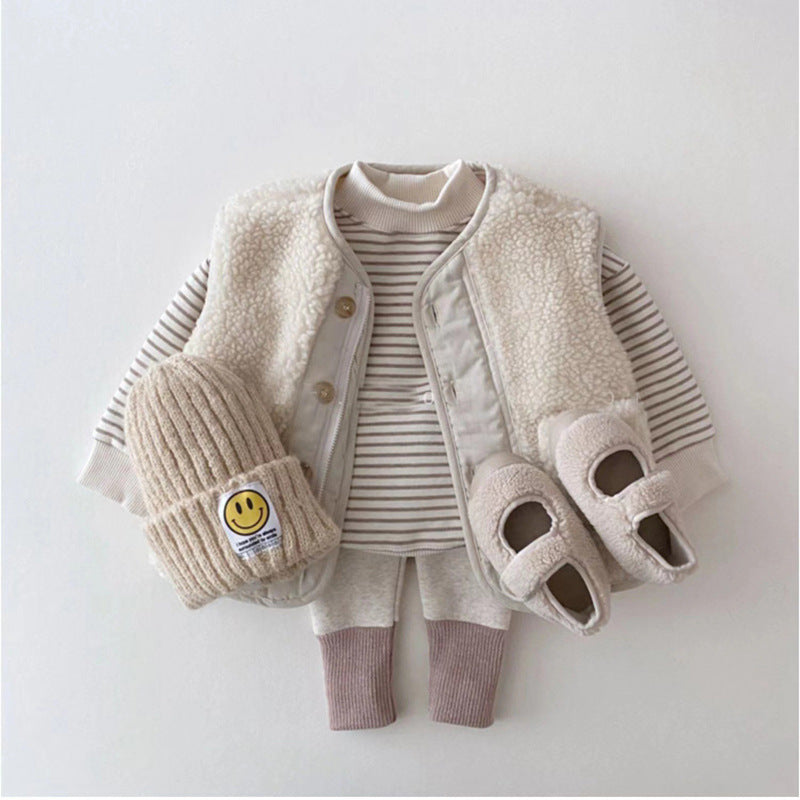 【BABY】モックネックボーダースウェット CawaKomostore
