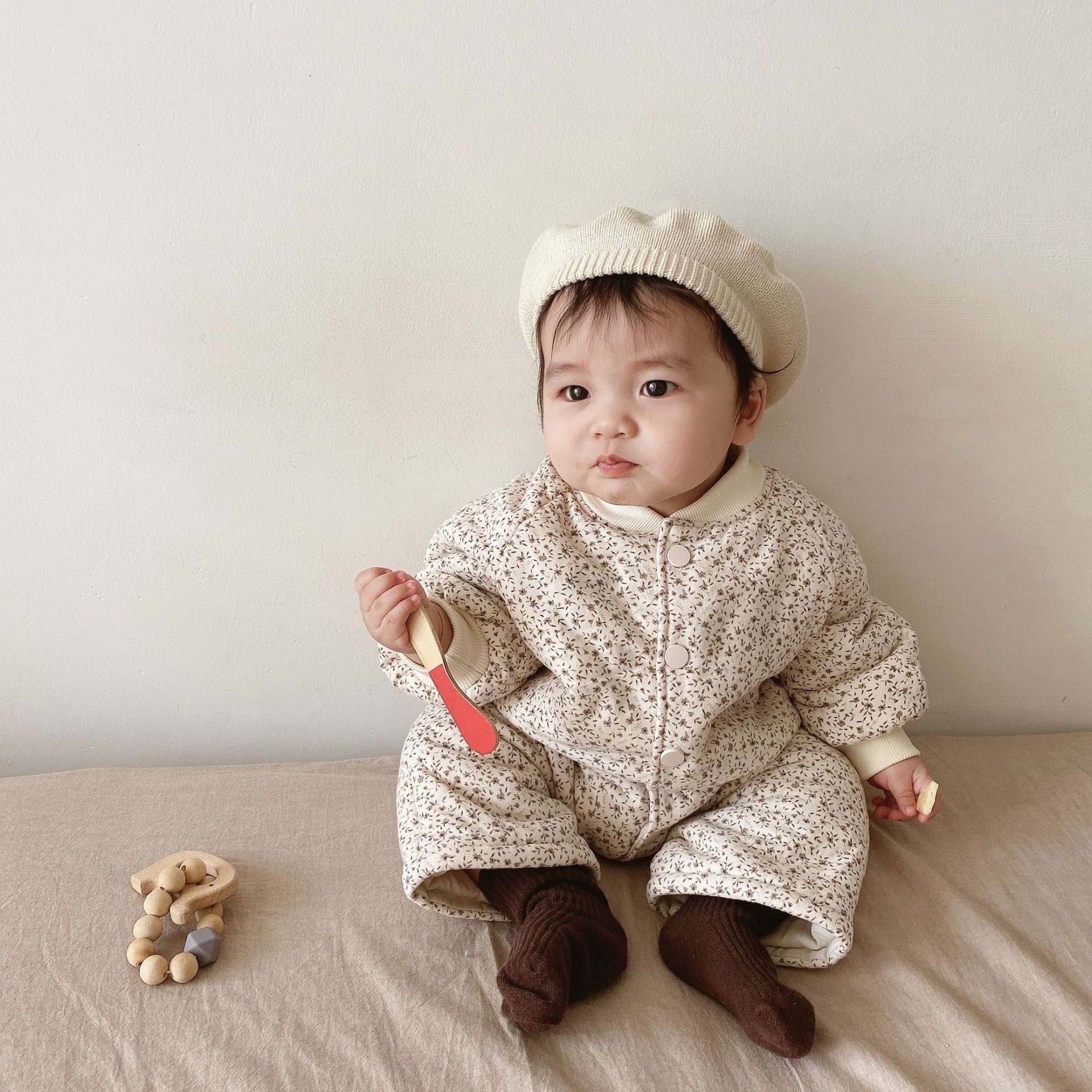 【BABY】キルティング＆花柄のカバーオール CawaKomostore