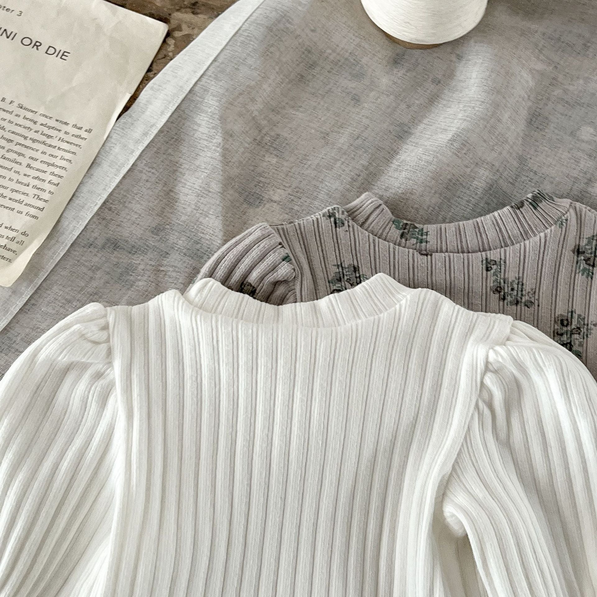 【BABY】パフ袖リブデザイントップス CawaKomostore