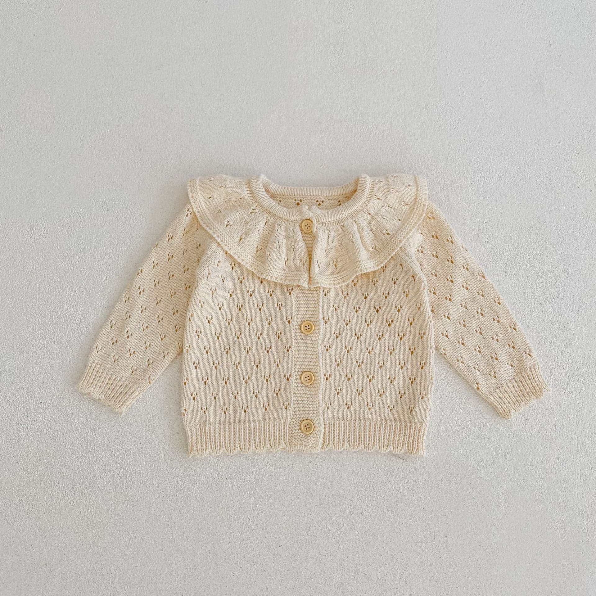 【BABY】かぎ編みニット丸襟カーディガン CawaKomostore