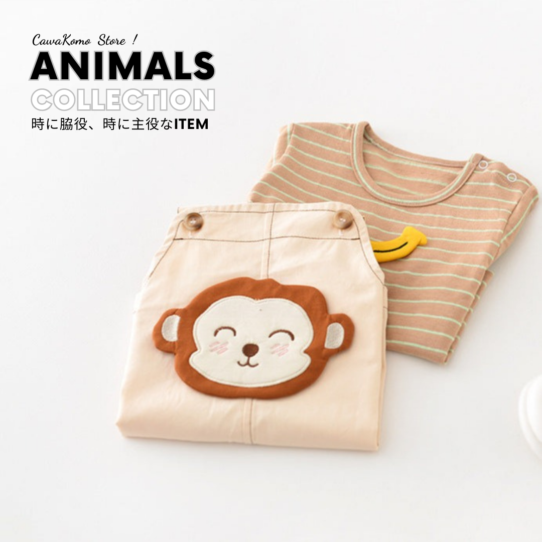 【BABY】モンキー 半袖 オーバーオール セットアップ CawaKomostore