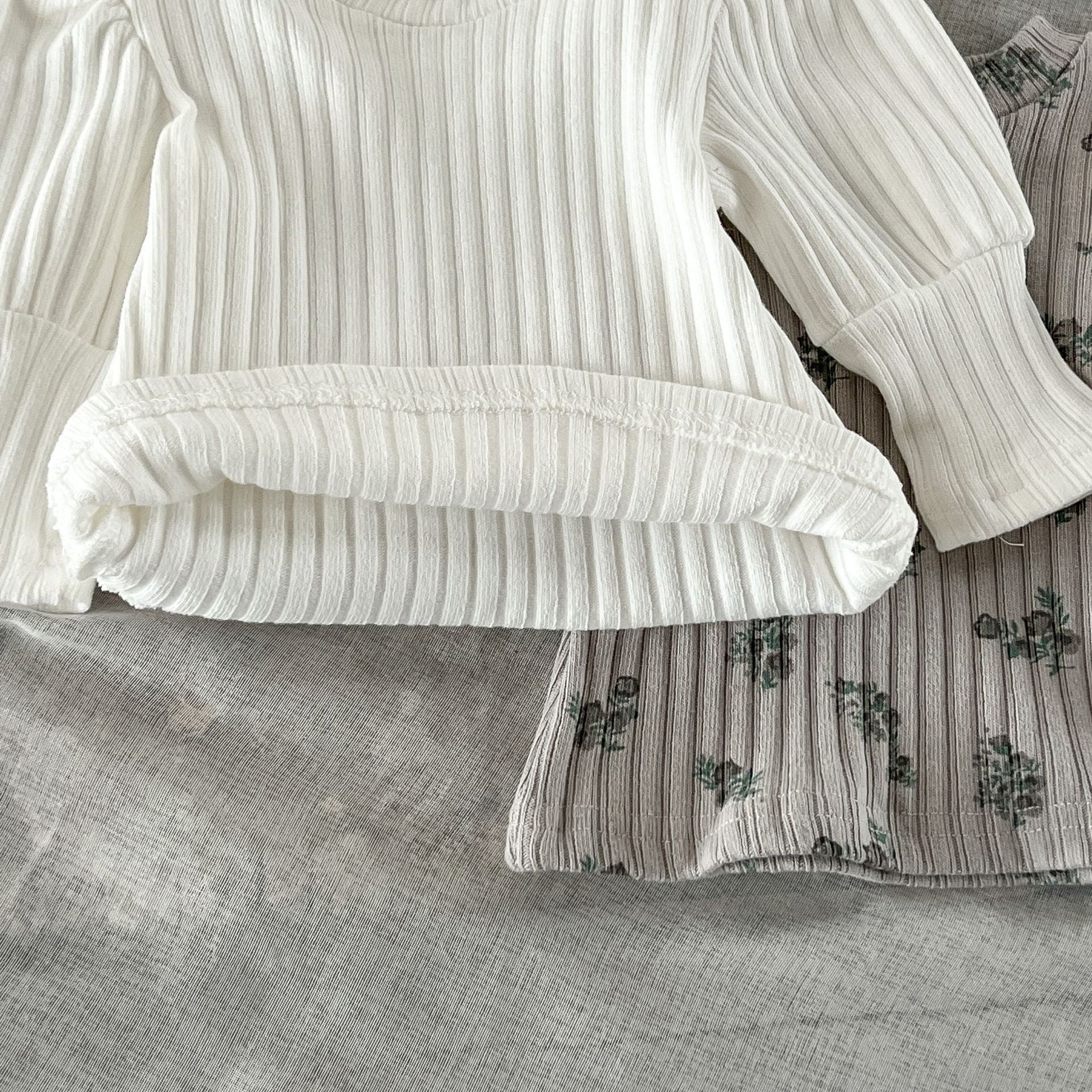 【BABY】パフ袖リブデザイントップス CawaKomostore
