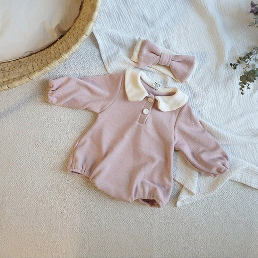 【BABY】ポロ襟ロンパース・リボンバンド付き CawaKomostore