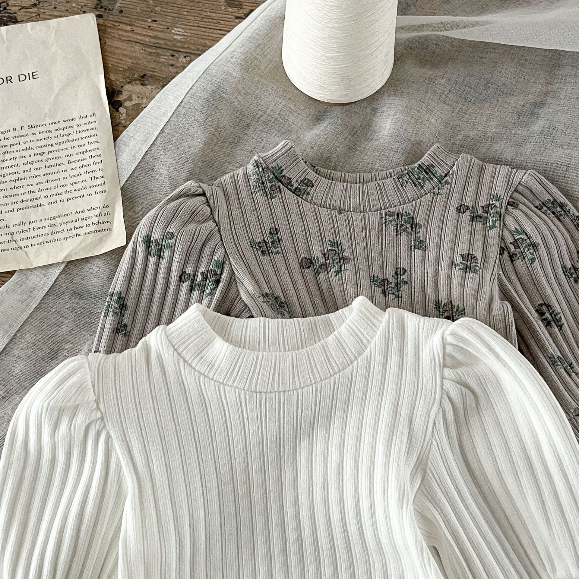 【BABY】パフ袖リブデザイントップス CawaKomostore