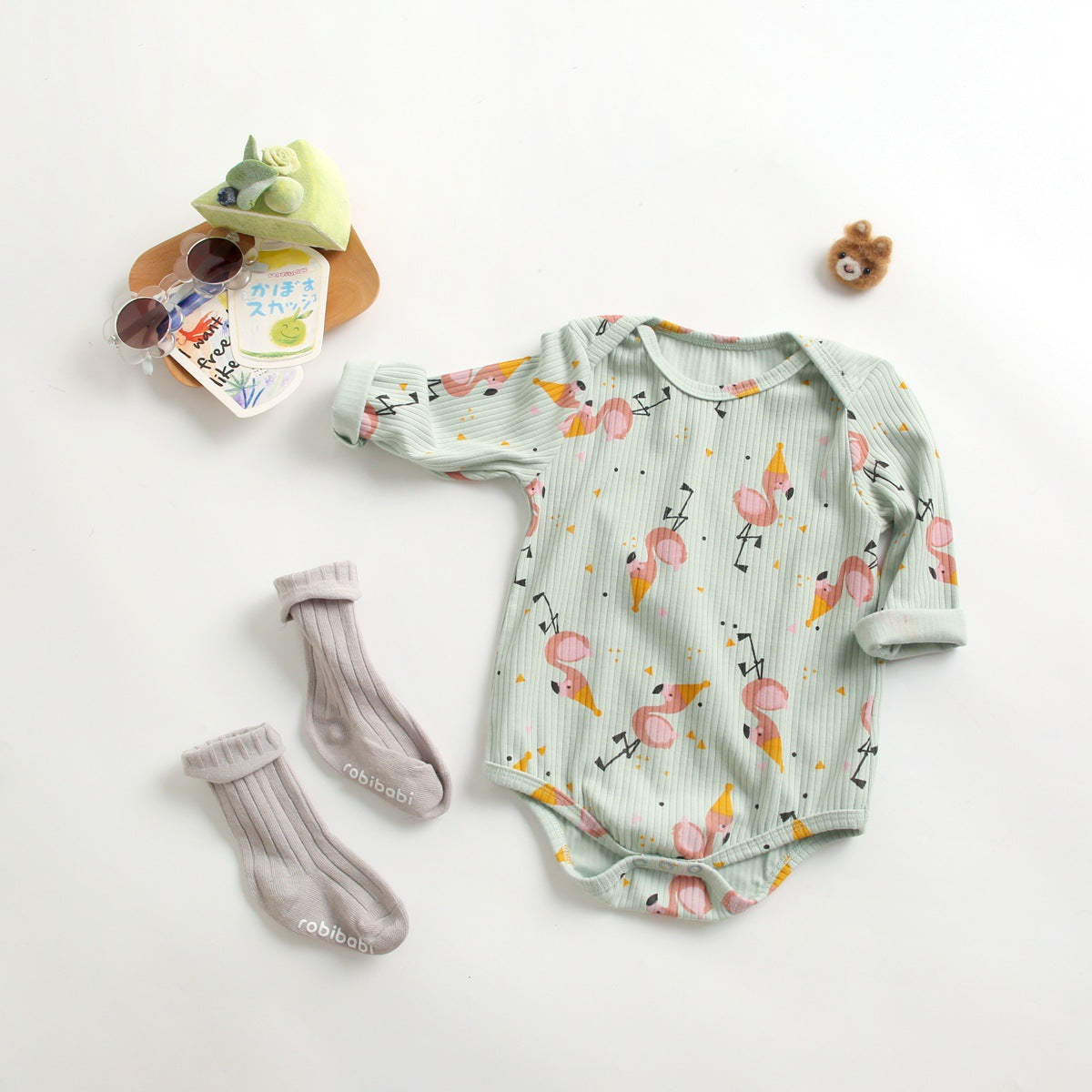 【BABY】総柄長袖ロンパース CawaKomostore
