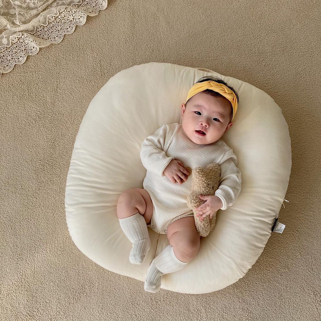 【BABY】モコくまさんホワイトリブロンパース CawaKomostore