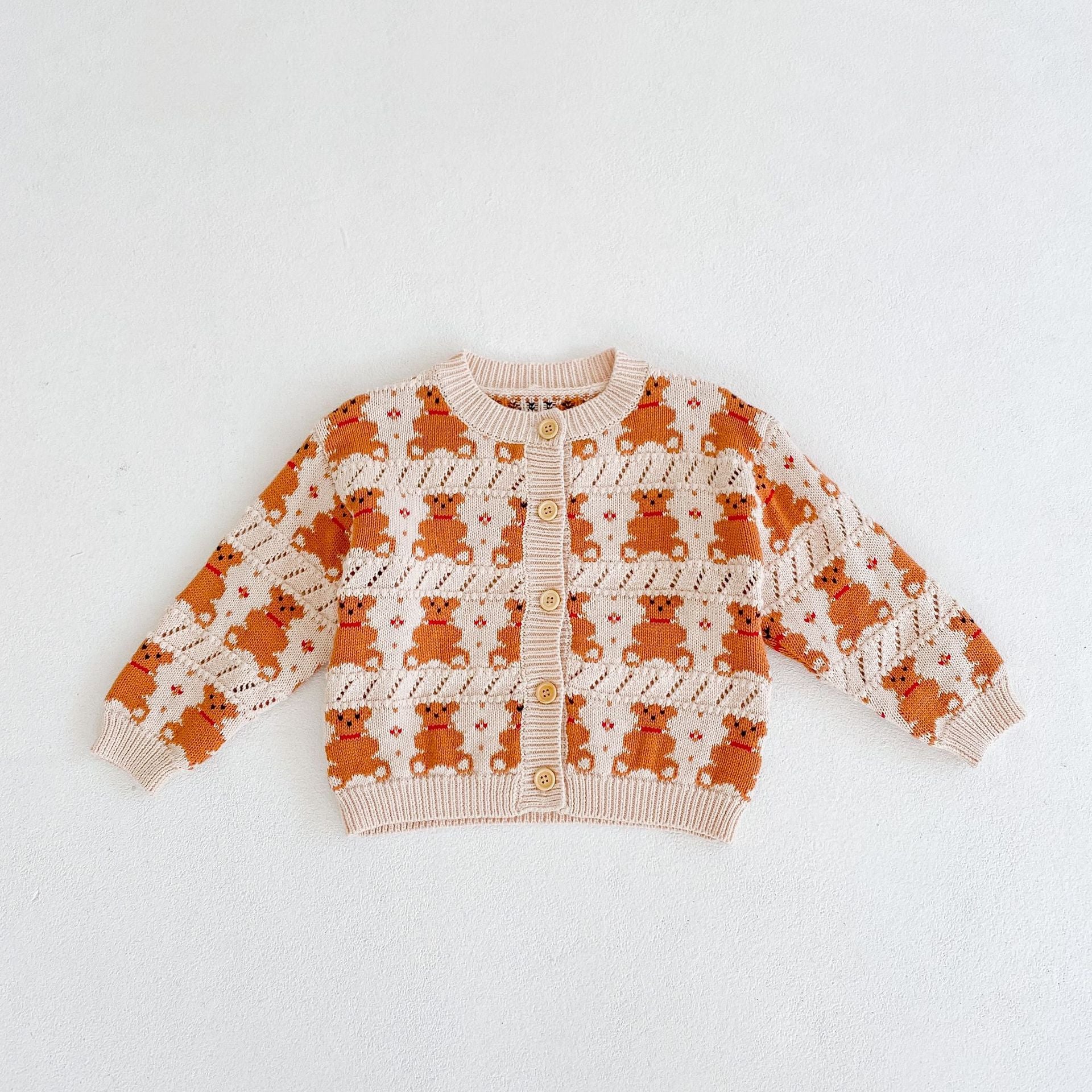 【BABY】クマ総柄ニットカーディガン/サロペット CawaKomostore