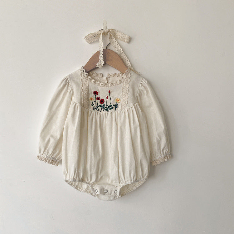 【BABY】お花の刺繍ロンパース CawaKomostore