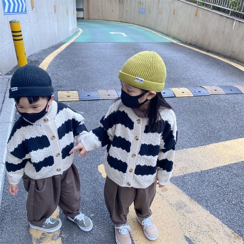 【GIRL・BOY】ボールドボーダーカーディガン CawaKomostore