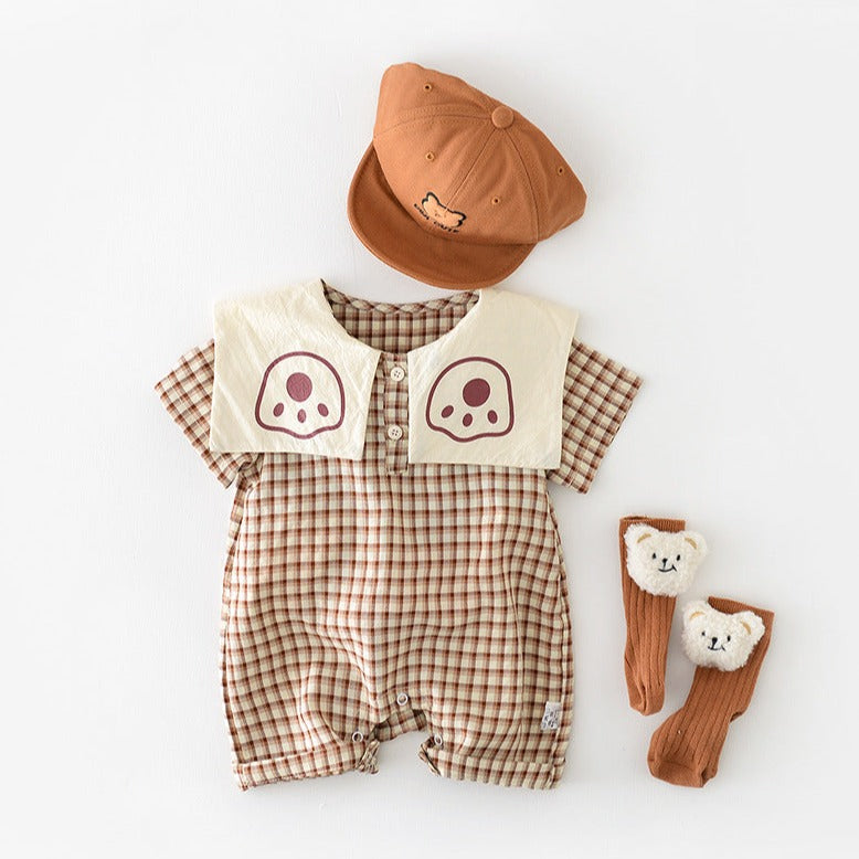 【BABY】ベビー チェック 半袖 ジャンプスーツ CawaKomostore