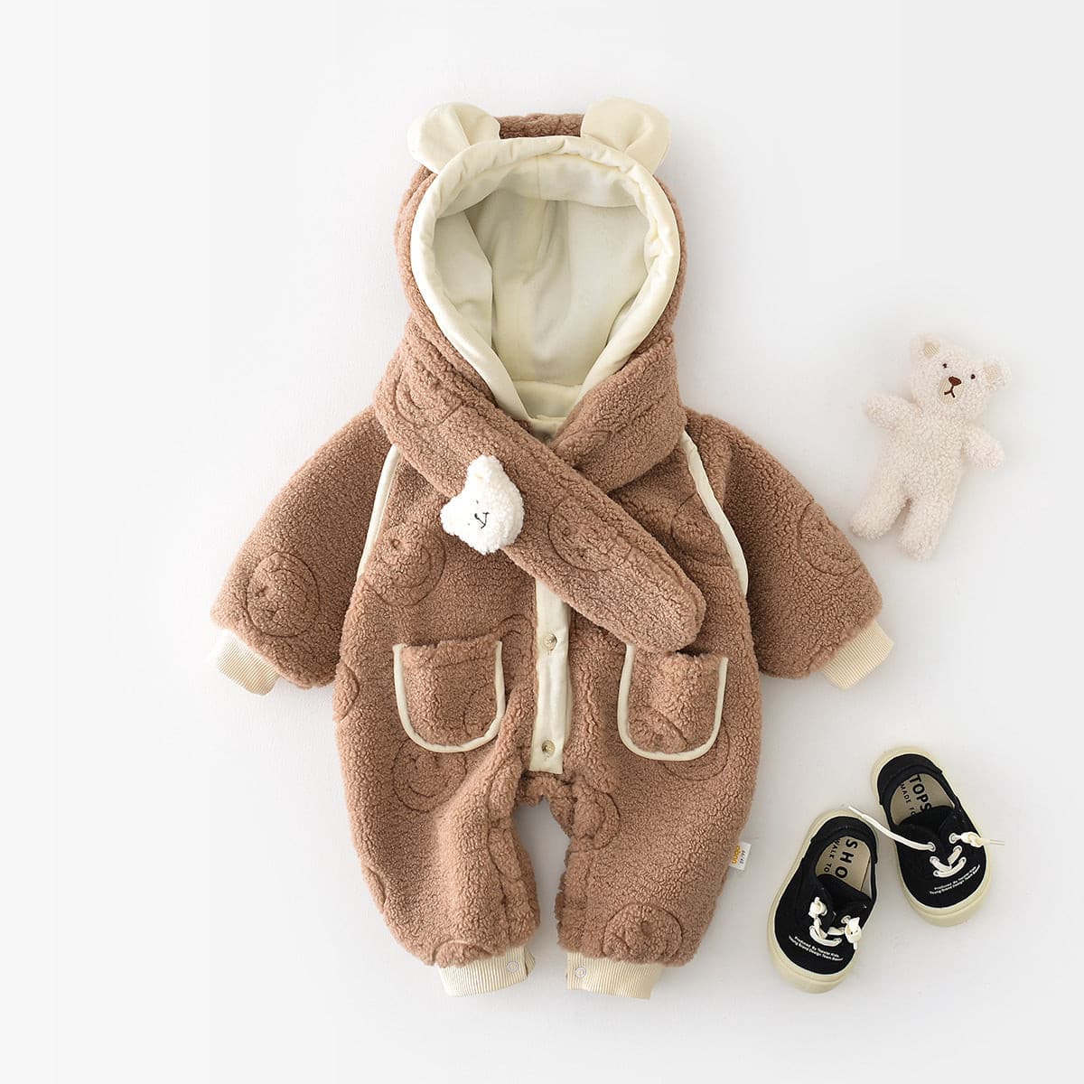 【BABY】クマさんカバーオール＋マフラー付き CawaKomostore