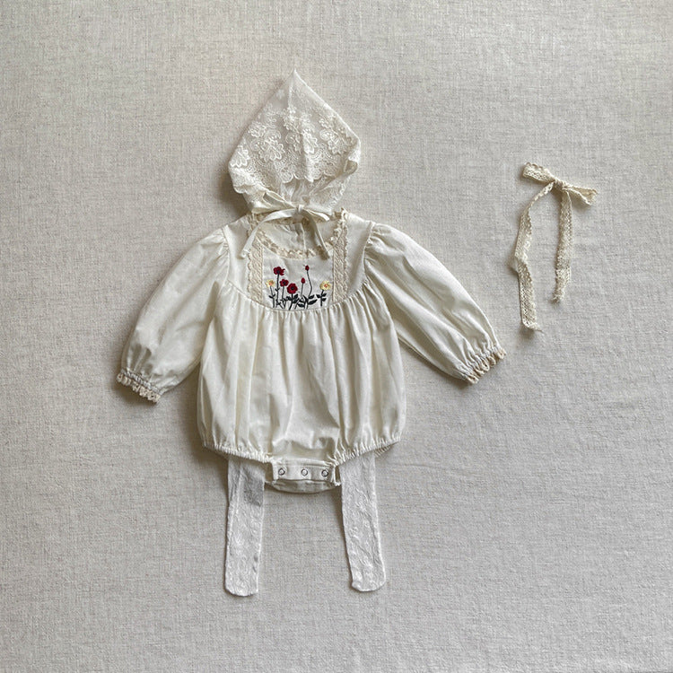 【BABY】お花の刺繍ロンパース CawaKomostore
