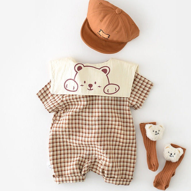 【BABY】ベビー チェック 半袖 ジャンプスーツ CawaKomostore