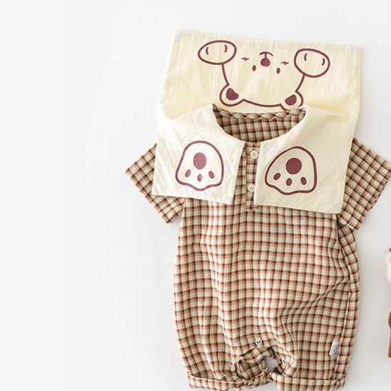 【BABY】ベビー チェック 半袖 ジャンプスーツ CawaKomostore