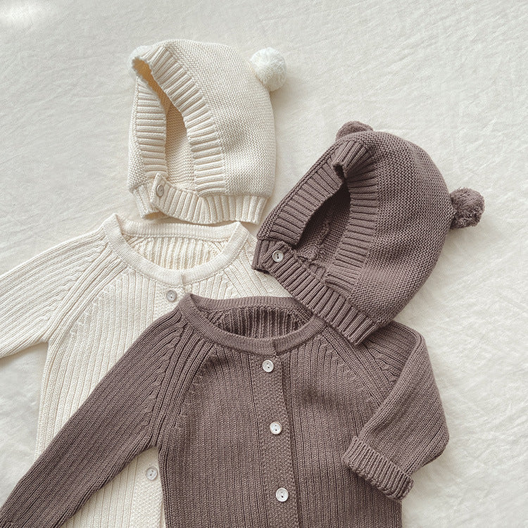 【BABY】リブニットロンパース＋ボンネット CawaKomostore