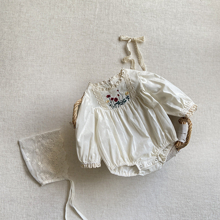 【BABY】お花の刺繍ロンパース CawaKomostore