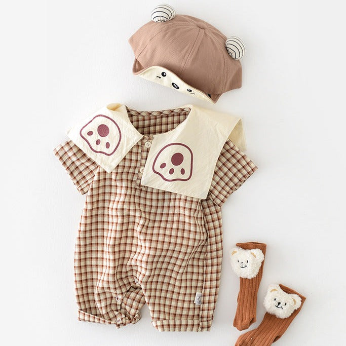 【BABY】ベビー チェック 半袖 ジャンプスーツ CawaKomostore