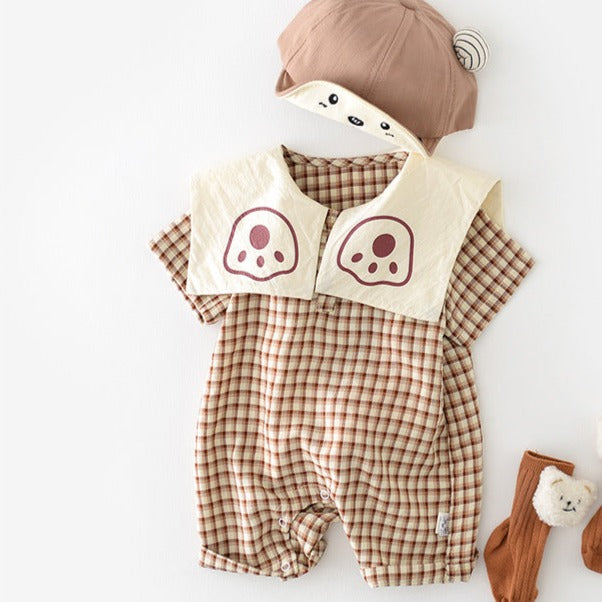 【BABY】ベビー チェック 半袖 ジャンプスーツ CawaKomostore