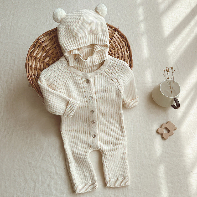 【BABY】リブニットロンパース＋ボンネット CawaKomostore