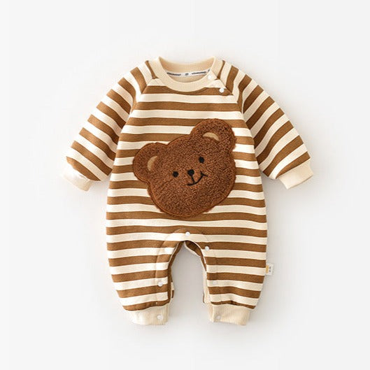 【BABY】ベビーBEAR ボーダーヘンリーカバーオール CawaKomostore