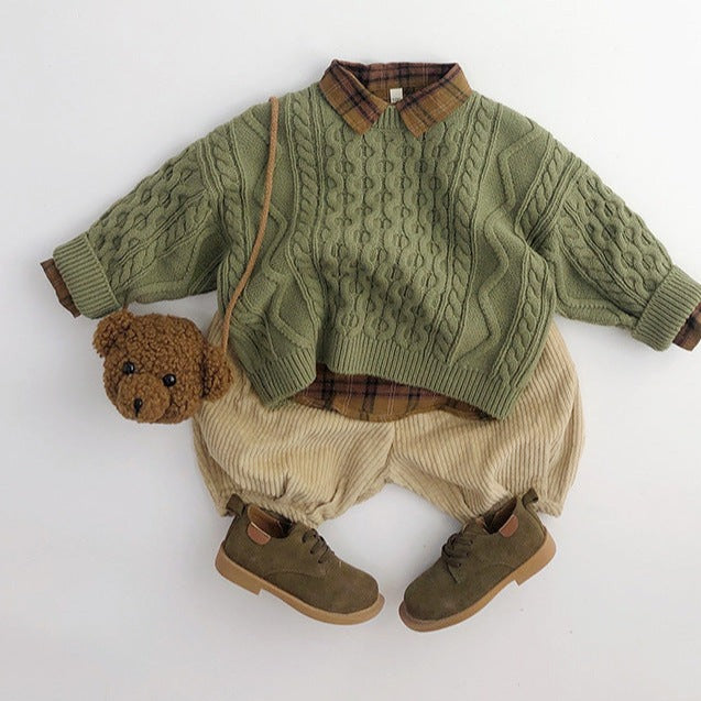 【GIRL・BOY】ケーブル編みのニットセーター CawaKomostore