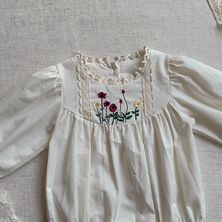 【BABY】お花の刺繍ロンパース CawaKomostore