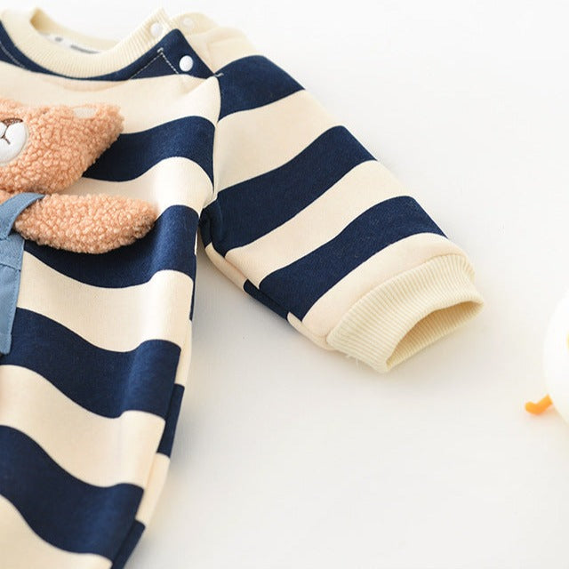 【BABY】ベビーBEAR ボーダーヘンリーカバーオール CawaKomostore