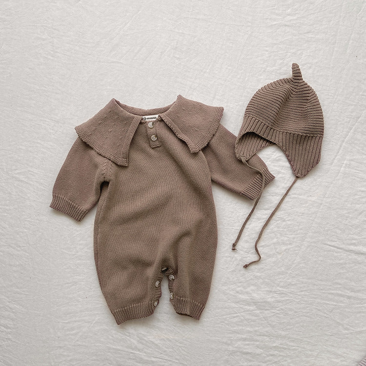 【BABY】ビッグカラーニットオールインワン＋ボンネット CawaKomostore