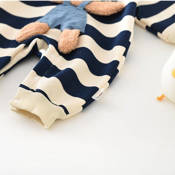 【BABY】ベビーBEAR ボーダーヘンリーカバーオール CawaKomostore