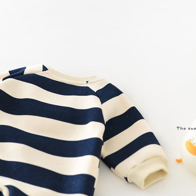 【BABY】ベビーBEAR ボーダーヘンリーカバーオール CawaKomostore
