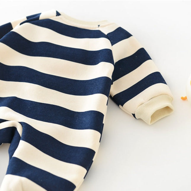 【BABY】ベビーBEAR ボーダーヘンリーカバーオール CawaKomostore