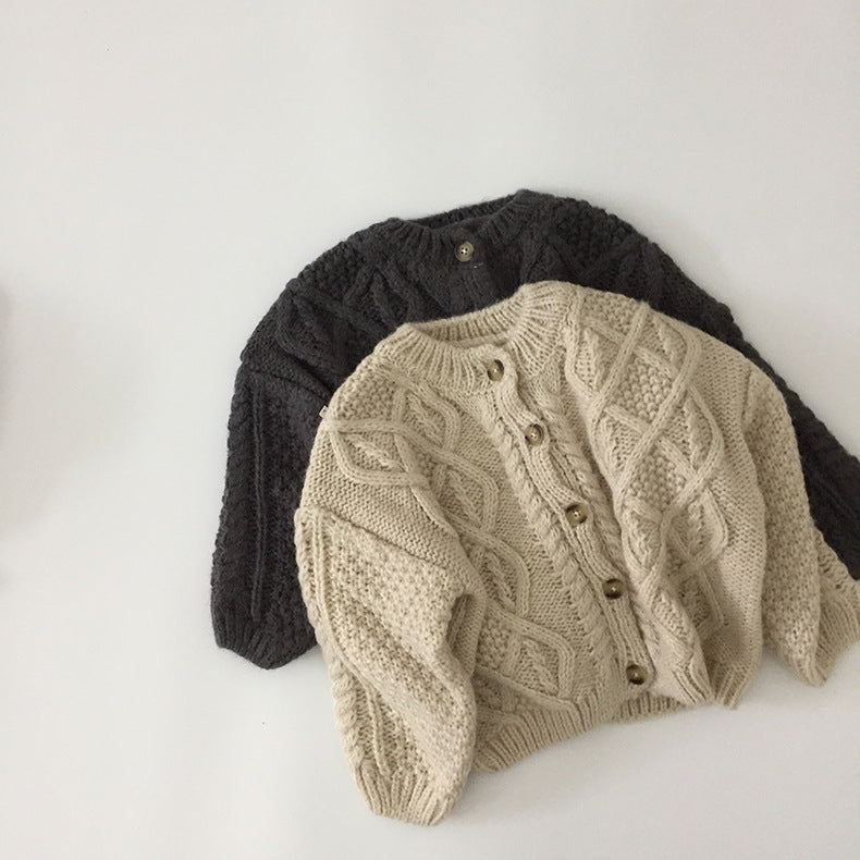 【GIRL・BOY】ケーブル編みニットカーディガン CawaKomostore