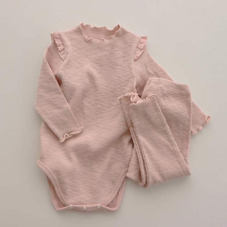 【BABY】リブ―ロンパース＋パンツセット CawaKomostore