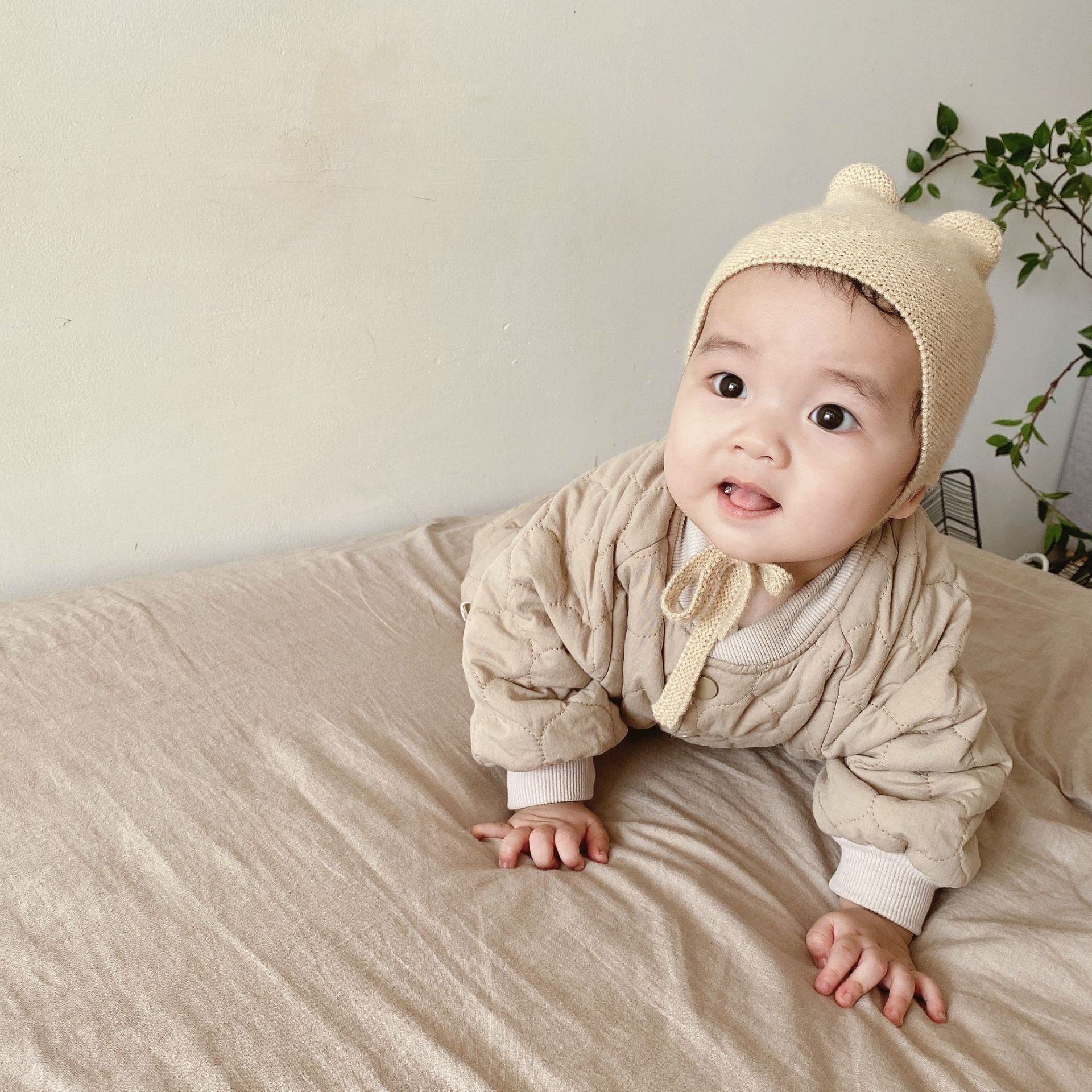 【BABY】キルティング＆花柄のカバーオール CawaKomostore